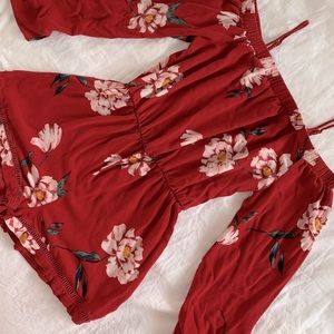 PacSun Kendall & Kylie Small Red Floral Romper